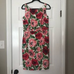 Talbots sleeveless bold floral sheath dress